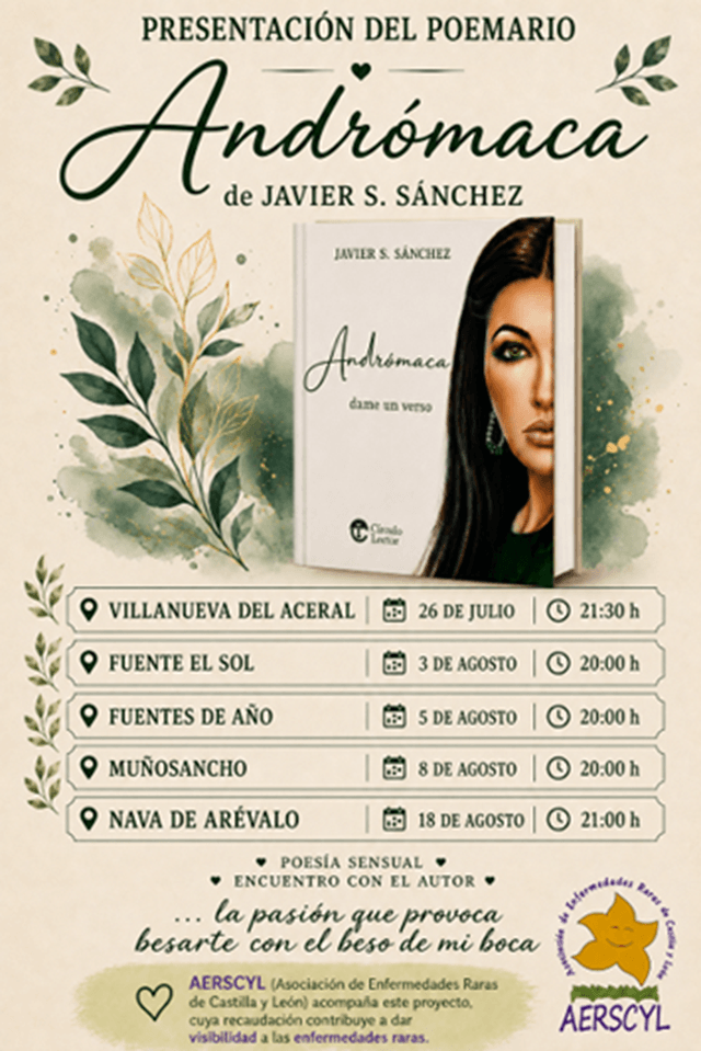 Calencdario de presentaciones del poemario Andromaca por La Moraña abulense