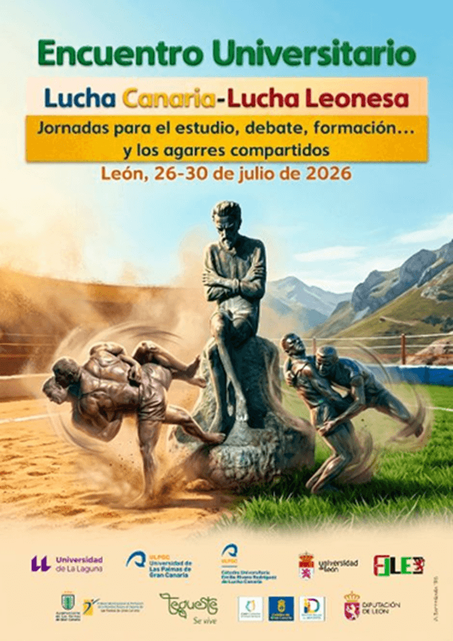 Cartel Luchas tradicionales leonesa y canaria, primer encuentro interuniversitario en la ULE, León (imagen ULE)