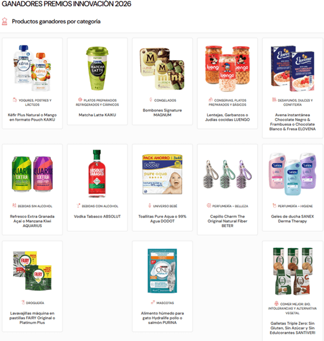 Productos premiados por Carrefour por su aportación innovadora (imagen Carrefour)