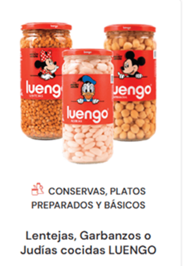 Productos Luengo, conservas, platos preparados y básicos, lentejas, garbanzos o alubias cocidas (imagen Carrefour)