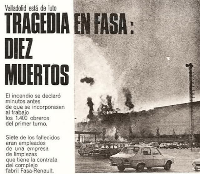 Incendio instalaciones Montaje-2 FASA-RENAULT en 1974 Valladolid
