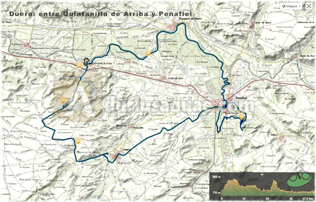 Ruta ciclista 41 Durius Aquae por los alrededores de Peñafiel, Valladolid (imagen Durius Aquae)