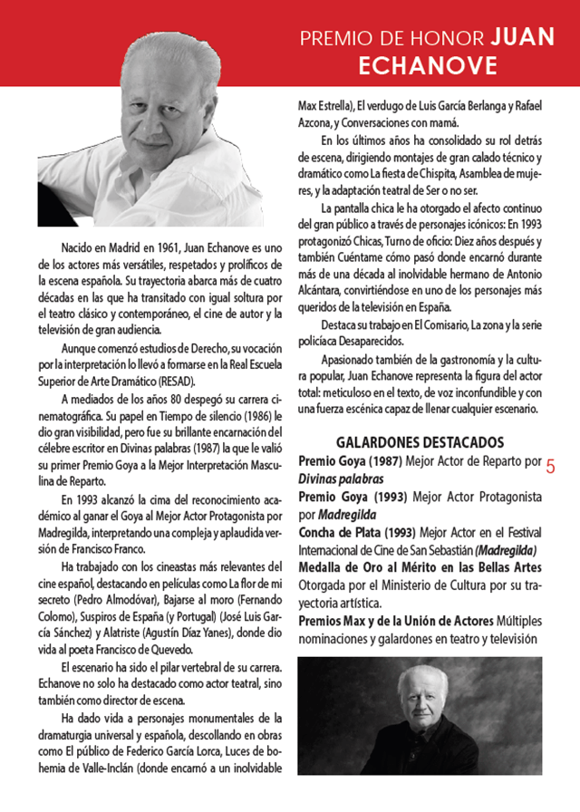 Juan Echanove, premio de Honor, 29º Festival lnternacional de Cine de Astorga, León (imagen Festival de Cine de Astorga)