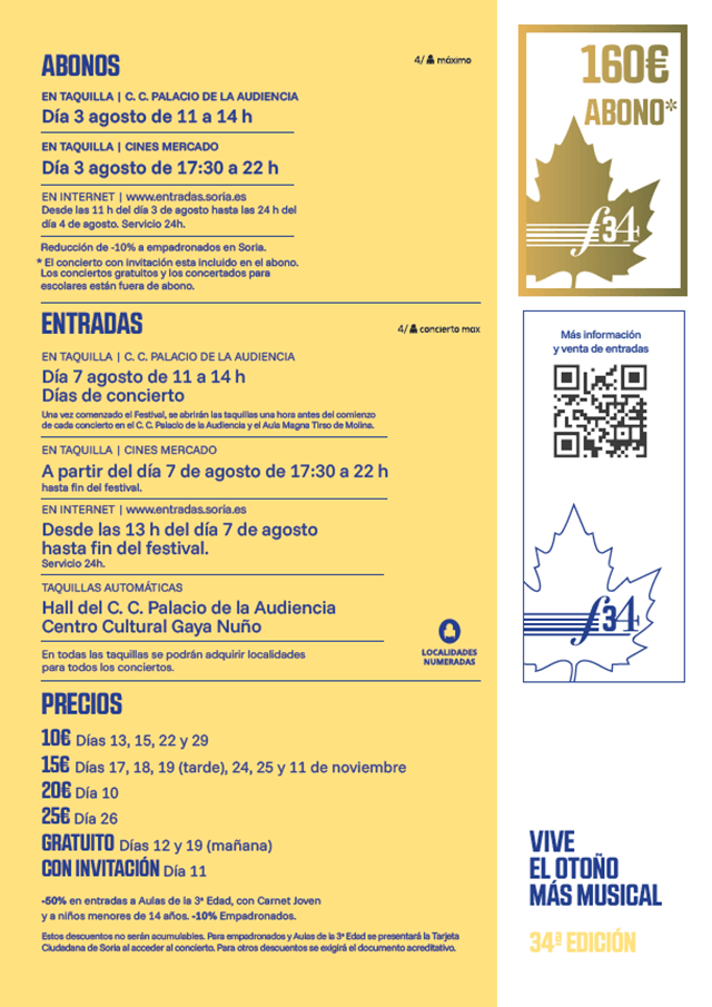 Entradas Festival de Música de Otoño - Festival Internacional de Música de Castilla y León, Soria (imagen FOMS)