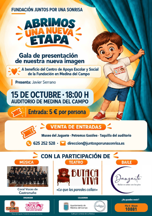 Cartel Gala Fundación Juntos por una Sonrisa, Medina del Campo, Valladolid (imagen Fundación Juntos por una Sonrisa)